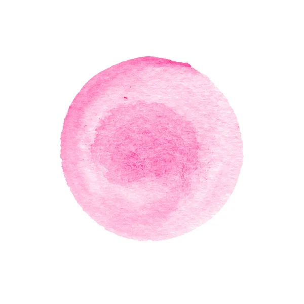 Pink watercolor circle isolated on white. Abstract round background. Red watercolour stains texture. Hand drawn purple spot. — Stock Photo, Image