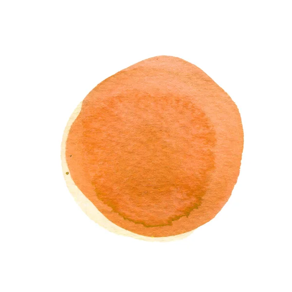 Forma a cerchio arancio carota bruciata con spazio per il testo. Acquerello giallo sfondo rotondo. Colorazioni acquerello texture astratta . — Foto Stock