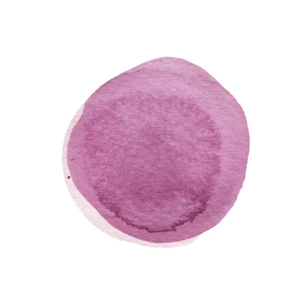 Rosa oscuro, círculo de acuarela violeta aislado en blanco. Fondo redondo abstracto. Lavanda, orquídea, acuarela manchas textura. Mancha de lila dibujada a mano . — Foto de Stock