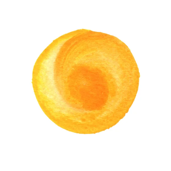 Primrose geel, oranje cirkel vorm met ruimte voor tekst. Aquarel gouden ronde achtergrond. Aquarel vlekken abstracte textuur. — Stockfoto