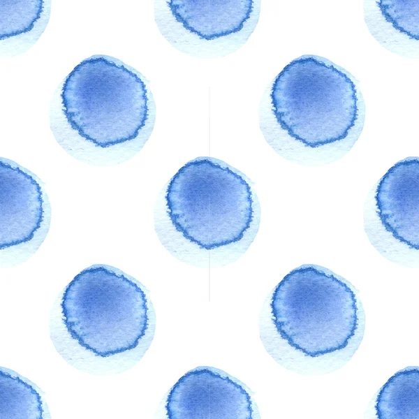 Абстрактный узор с акварельными кругами в оттенках голубого и белого. Горошек ручной работы. Текстура для текстиля, оберточная бумага, поздравительные открытки, приглашение, обои — стоковое фото