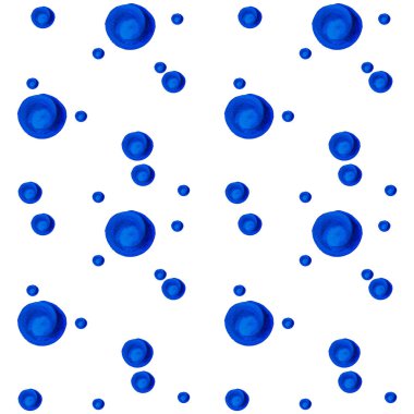 Mavi renkli suluboya soyut desen farklı boyutlarda daireler. Basit yuvarlak geometrik şekiller rastgele dağılmış