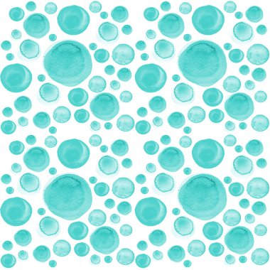 Mavi renkli suluboya soyut desen farklı boyutlarda daireler. Basit yuvarlak geometrik şekiller rastgele dağılmış