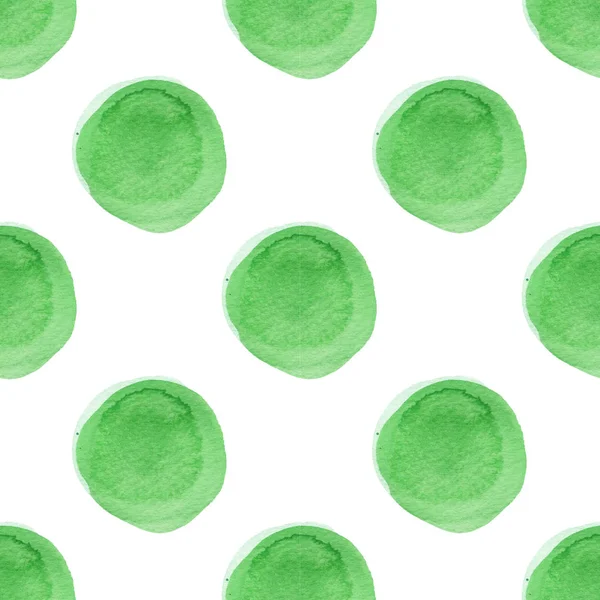 Patrón abstracto con círculos de acuarela en tonos verde y blanco. Lunares dibujados a mano. Textura para textiles, papel de regalo, tarjeta de felicitación, invitación, papel pintado — Foto de Stock