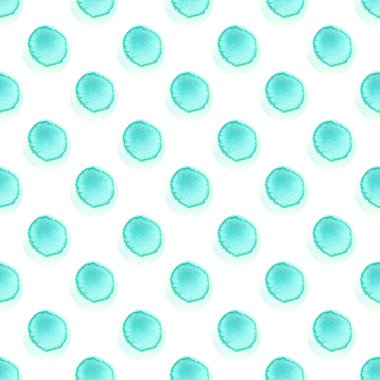 Suluboya tonları nane mavi ve beyaz çevrelerinde soyut deseni ile. Elle çizilmiş polka dot. Doku Tekstil, ambalaj kağıdı, tebrik kartı, davet, duvar kağıdı için
