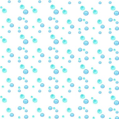 Mavi renkli suluboya soyut desen farklı boyutlarda daireler. Basit yuvarlak geometrik şekiller rastgele dağılmış