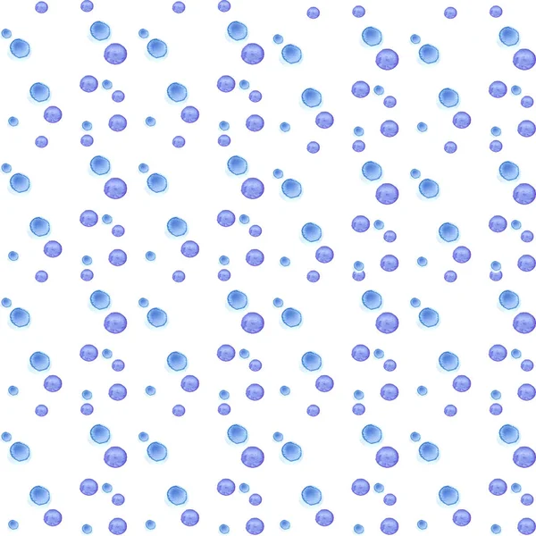Het abstracte patroon van blauwe kleurrijke aquarel cirkels in verschillende maten. Eenvoudige ronde geometrische vormen willekeurig verspreid — Stockfoto