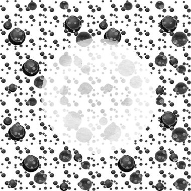 Modern arka plan noktalar, lekeleri, tonları gri ve siyah irili ufaklı daireler. Uzayda rastgele dağıtılmış basit dairesel geometrik şekiller. Suluboya resim