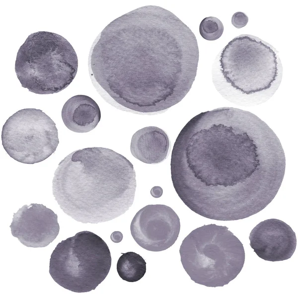 Conjunto de círculos cinza aquarela. Elementos redondos de aquarela para design de logotipo, banners, cartazes . — Fotografia de Stock