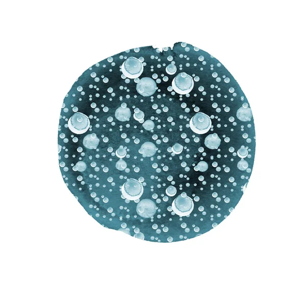 水しぶきの白と青の色合いの抽象的な円形の背景。冬水彩サークル — ストック写真
