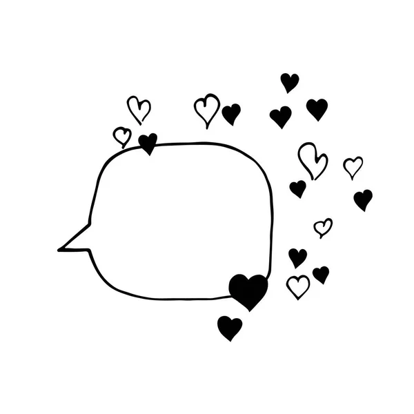 Handritade tal bubbla illustration med hjärtan. — Stock vektor