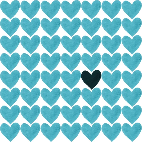 A tömeg a kék szívek sötét szív. — Stock Fotó