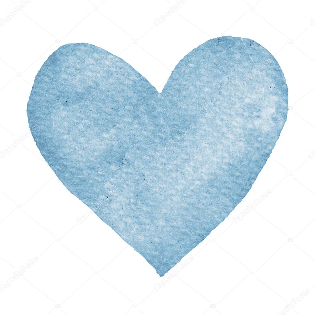 Heart blue painted watercolor