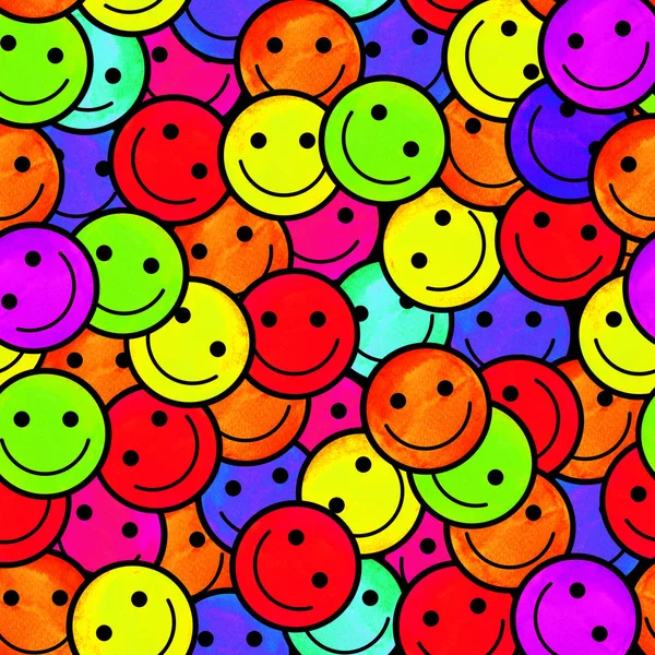 Multitud de emoticonos sonrientes. Sonrisas patrón icono . —  Fotos de Stock