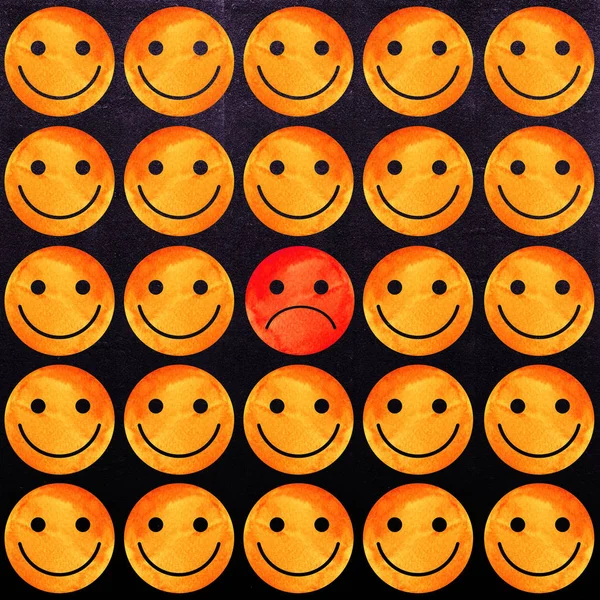 Multitud de emoticonos sonrientes. Sonrisas patrón icono . —  Fotos de Stock