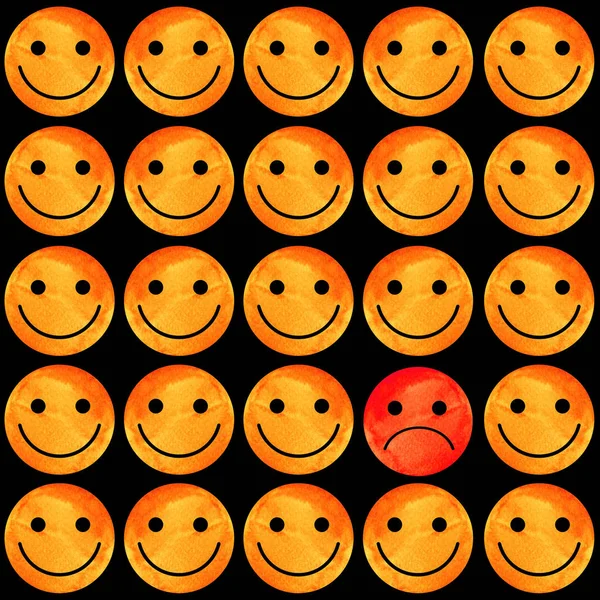 Multitud de emoticonos sonrientes. Sonrisas patrón icono . —  Fotos de Stock