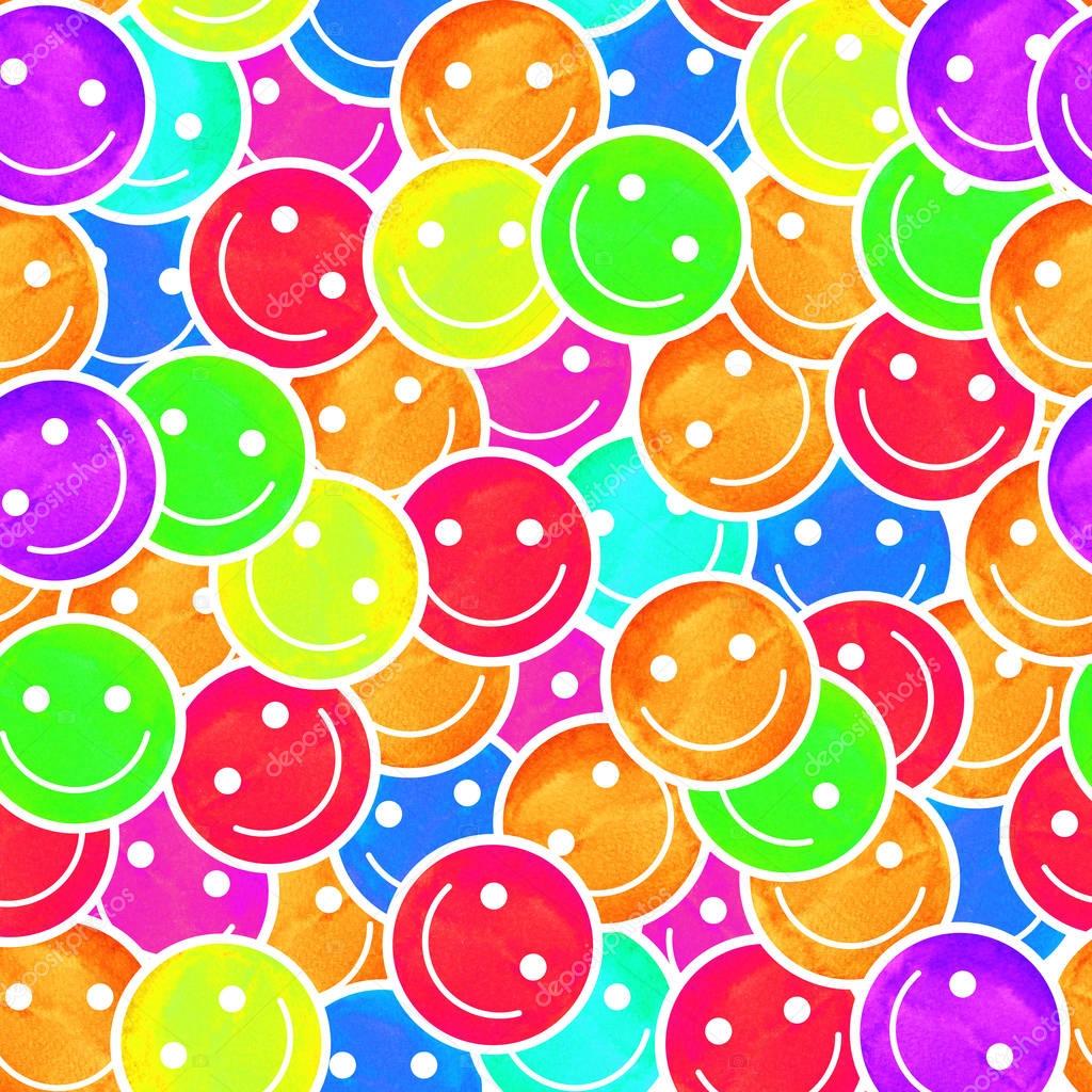 Crowd of Smiling emoticons. Smiles icon pattern.