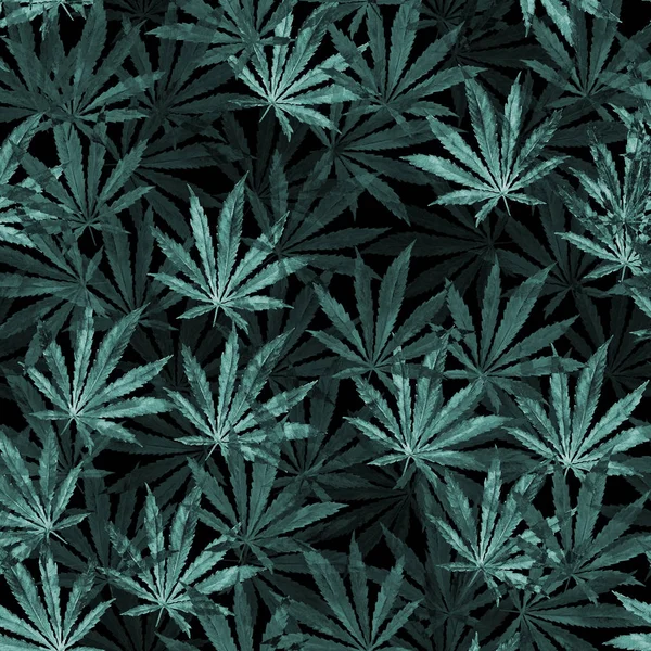 Mängden cannabis lämnar på svart bakgrund — Stockfoto