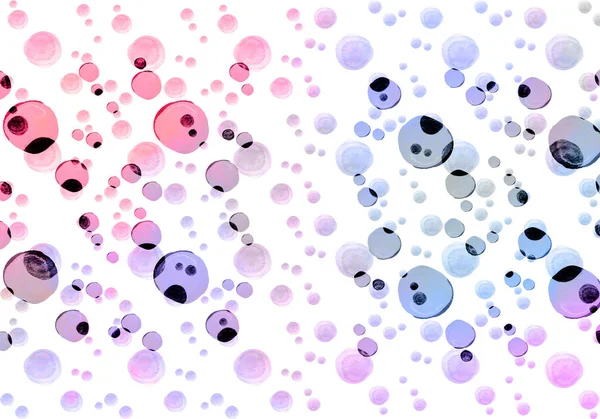 Abstract pattern of pink, blue watercolor circles — Stock Photo, Image