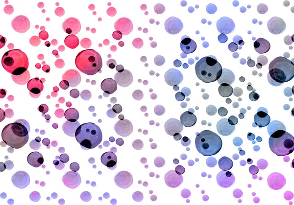 Abstraktes Muster aus rosa, blauen Aquarellkreisen — Stockfoto