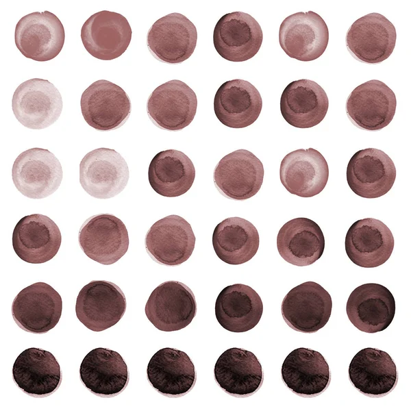 Conjunto de marrom, círculos aquarela café — Fotografia de Stock