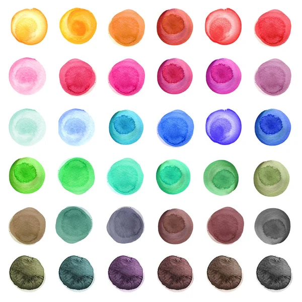 Conjunto de círculos de acuarela de colores aislados en blanco . — Foto de Stock