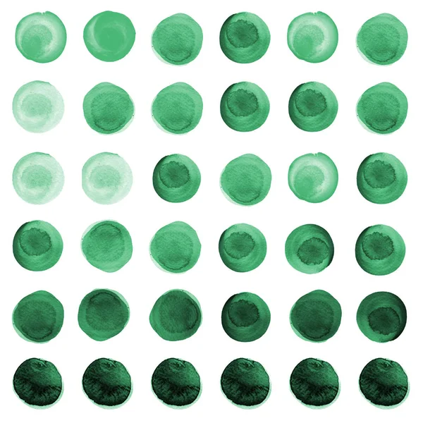 Conjunto de aquarela hortelã verde, mar círculos azuis . — Fotografia de Stock