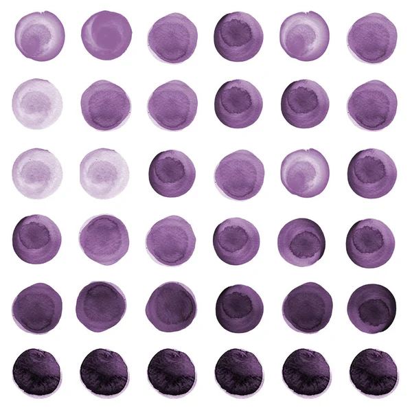 Conjunto de acuarela violeta, círculos púrpura oscuro . — Foto de Stock