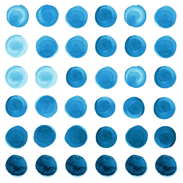 水彩のコバルト ブルー、ウルトラマリン円のセット — ストック写真