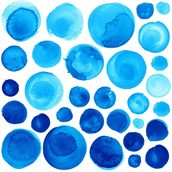 Sada akvarel kobaltově modrá, Ultramarín kruhy — Stock fotografie