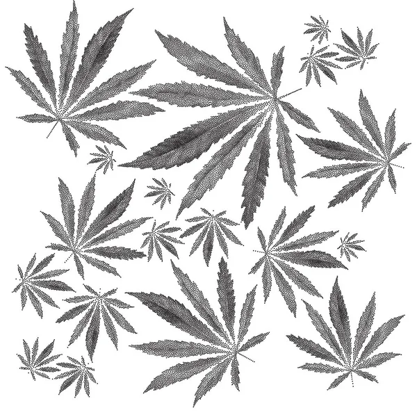 Ilustración vectorial de la hoja de Cannabis sativa punteada — Vector de stock