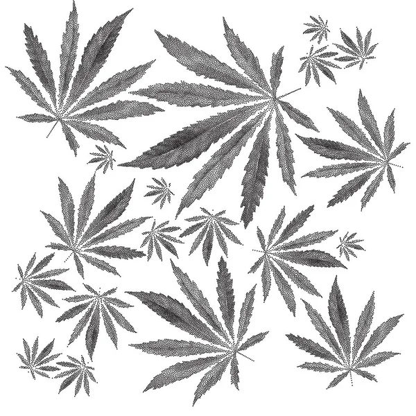 Ilustracja wektorowa kropkowane Cannabis sativa liści — Wektor stockowy