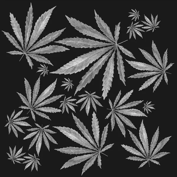 Ilustración vectorial de la hoja de Cannabis sativa punteada — Archivo Imágenes Vectoriales