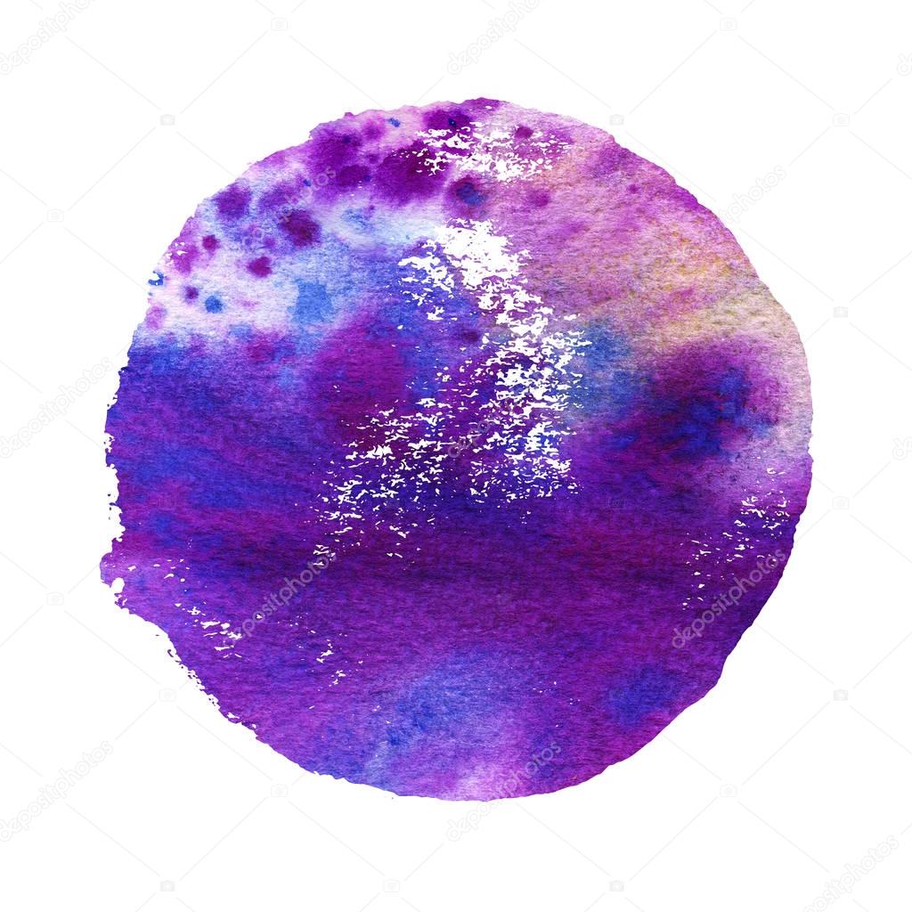 Dark violet circle. Round watercolor stain