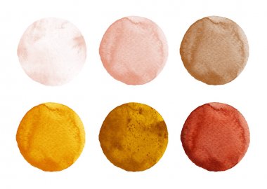 Sarı ve kahverengi renk suluboya daireler