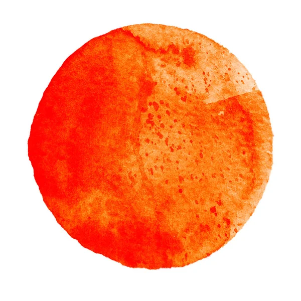 Akvarelu plamen oranžový kruh na bílém pozadí — Stock fotografie