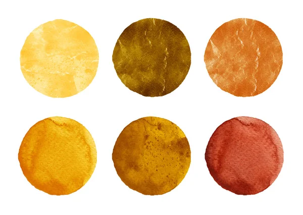 Cerchi acquerello di colori gialli e marroni — Foto Stock