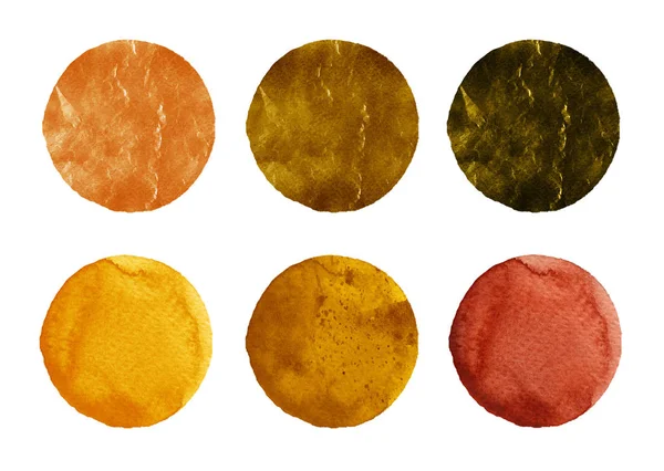 Círculos de acuarela de colores amarillo y marrón — Foto de Stock