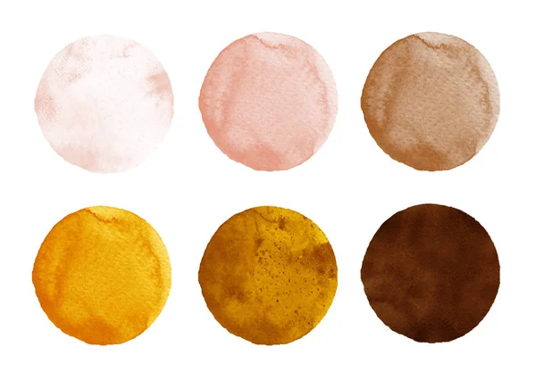 Watercolor circles of yellow and brown colors — Stock Photo, Image