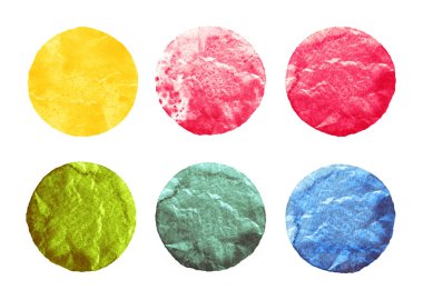 Beyaz izole suluboya multicolors daireler