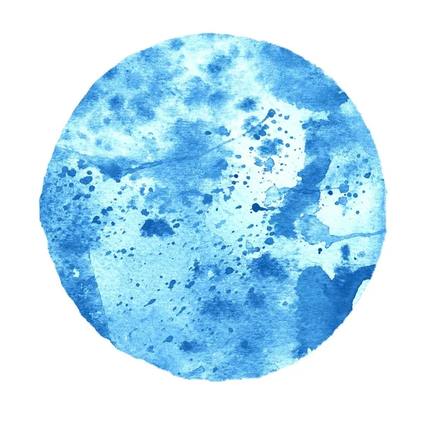 Círculo azul aquarela no fundo branco — Fotografia de Stock
