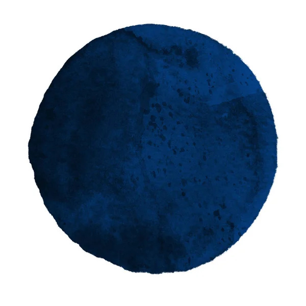 Suluboya soyut mavi daire üzerinde beyaz izole