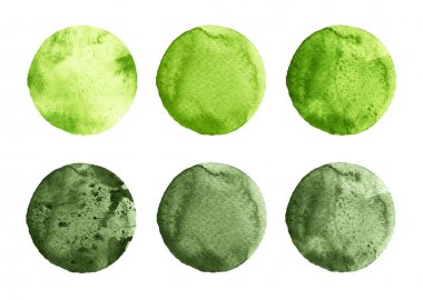 Yeşil suluboya daireler Beyaz dizi