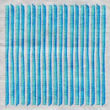 Keten kumaş üzerinde mavi, bej, gri desenli