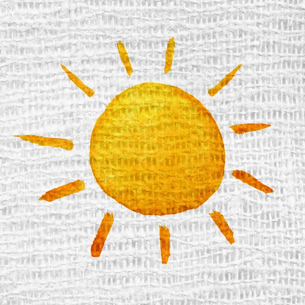 Roztomilý kreslený slunce. Ručně tažené akvarel ilustrace — Stock fotografie