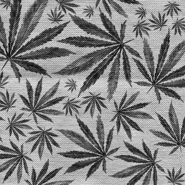 Hand getekende marihuana illustratie op jute weefsel textuur. — Stockfoto