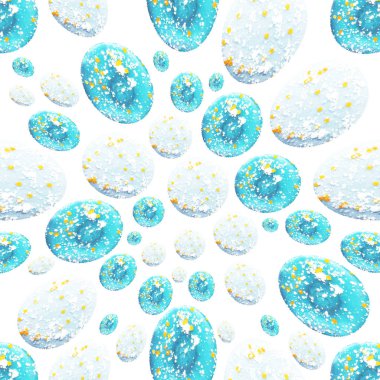 Beyaz zemin üzerinde mavi, nane renklerin daireler soyut desen