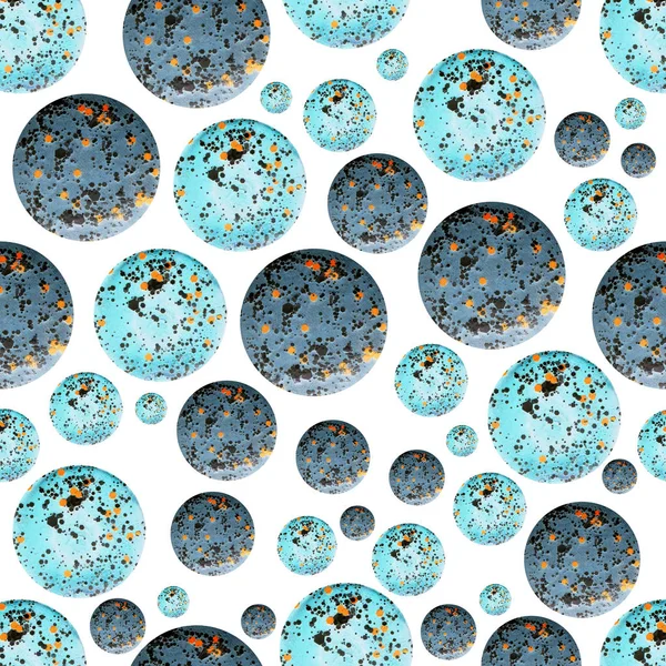 白地に青、ミント色の円から抽象的なパターン — ストック写真