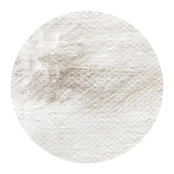 Acrylique abstrait gris clair, cercle beige isolé sur fond blanc . — Photo