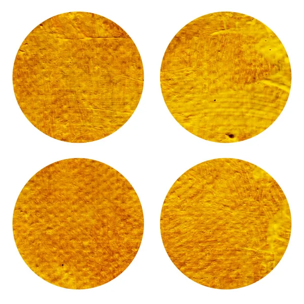 Círculos acrílicos pintados a mano abstractos textura en colores amarillo y naranja . — Foto de Stock